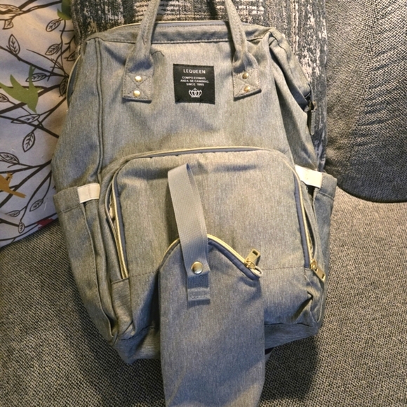 LeQueen Other - Gray Diaper Bag with Durable Fabric and Matching Pouch